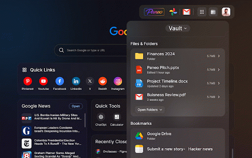 Paneo :: Replace the new tab page with a personalized dashboard