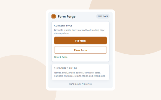 Form Forge :: Fill forms with realistic, locally generated test data in Chrome and Edge.