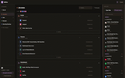 TabFlow :: Save and organise your browser tabs into categories and groups.