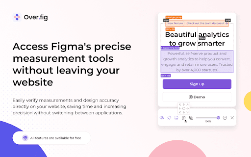 Over.fig – Compare design to website in real time :: Bridge the gap between design and code. Convert your Figma into a pixel-perfect semi-transparent overlay directly on your web page.