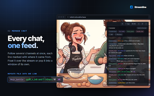 Streamline :: Streamline your Twitch experience with custom chat overlay, filtering, and more.