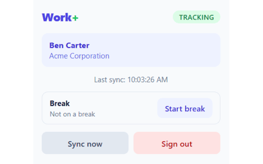 Work :: Sends your browser activity to your organization's Work+ dashboard.