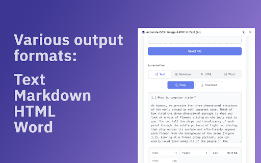 Accurate OCR: Image & PDF to Text (AI) :: AI-powered OCR for images and PDFs. Extract text from screenshots, photos (JPG, PNG, WEBP) and scanned PDFs.