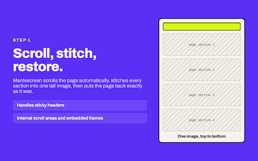 Mantescreen :: Capture clean full-page screenshots from the current tab.