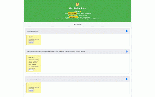 Sticky Notes - Capture thoughts anywhere on any web page :: Add sticky notes to any webpage, saved per URL.