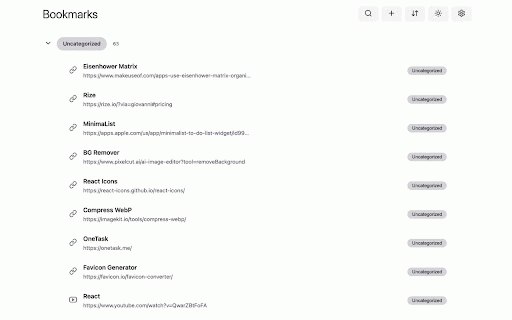 Bookmarks :: A minimalist, Notion-inspired bookmark manager for Chrome