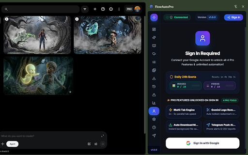 FlowAuto Pro - Bulk Generator for Flow AI :: Bulk AI image and video generator for Google Flow with multi-tab parallel engine, auto download, and smart prompt automation.