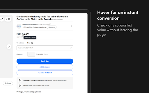 EUC: Automatic Currency & Unit Converter :: Automatically convert prices, currencies, and measurement units while browsing the web.