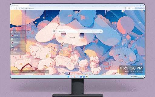 Cinnamoroll Wonderland Live Wallpaper :: Cinnamoroll with blue bow surrounded by fluffy friends in dreamy pastel cloud bedroom.