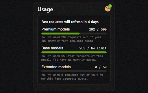 Cursor Usage :: Monitor your Cursor usage and rate limit with detailed stats