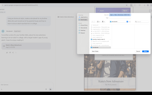 Gemini Storybook Video Exporter & YouTube Uploader :: Capture and export Google Gemini Storybook sessions to video with audio, and upload to YouTube from your dashboard.