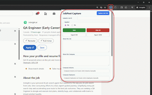 JobPost Capture :: Manually capture and save job post data for career and market research.
