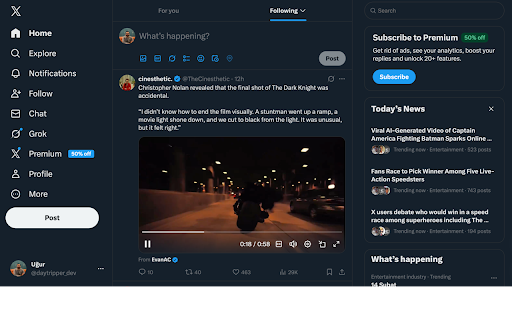 Dim Dark Mode for X (formerly Twitter) :: Restores the Dim background theme on X (formerly Twitter) with one click.