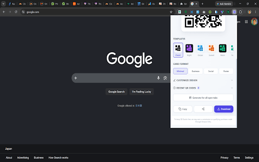 QR Studio - Website QR Generator :: Generate stunning QR codes instantly. Auto-detects URLs. WiFi, vCard, templates, logo overlay, and custom card formats.