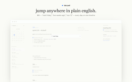 Tab Pad - New Tab Notepad :: Your daily notepad, one page per day, in every new tab. Everything stays on your device.