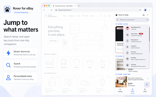 Rover — eBay Watchlist & Auction Tracker :: eBay watchlist tracker with live auction countdowns, tags, and a clean Chrome side panel. Free, no ads.