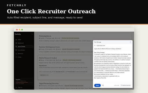FetchrLy - AI Cold Email Agent :: Generate cold emails directly from job descriptions