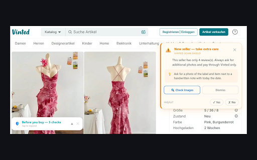 Vinted Scam Shield :: Your friendly shopping assistant — spots fake vintage, Shein resellers, and scams before you buy.