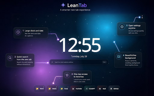LeanTab — New Tab with Tiles & Wallpapers :: A customizable new tab with tiles, folders, profiles and custom wallpapers. Search uses your default Chrome search provider.