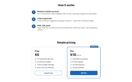LinkedIn Comment Assistant :: Generate thoughtful, authentic LinkedIn comments with AI. 3 comment angles per post — agree, challenge, or add value.