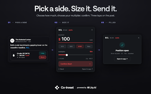 Co-Invest :: Trade anything, anywhere, anytime in a single tap, with live prices, mini-charts, and multipliers, all without switching tabs.