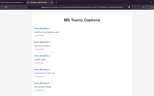 MS Teams Live Captions Saver :: Capture and save live captions from Microsoft Teams meetings on the web.