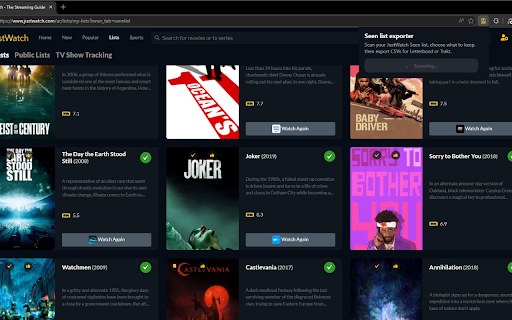 JustWatch CSV Exporter :: Export JustWatch list data to Letterboxd and Trakt CSV files.