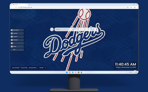 Los Angeles Dodgers Live Wallpaper :: Classic LA Dodgers logo with baseball and bat on iconic blue mesh jersey texture background.
