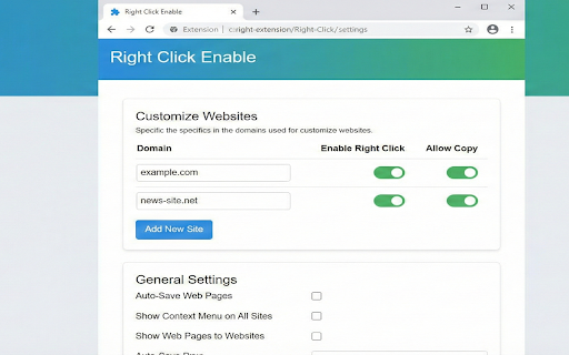 Enable Right Click - Allow Copy & Select Text :: Enable Right Click, selection text and copy text on websites that disable these features.
