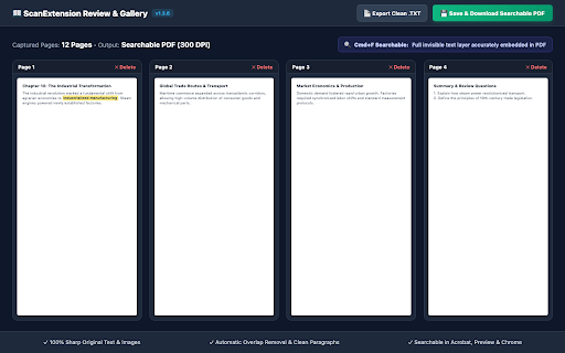 ScanExtension - E-Book & PDF Scanner :: Automated page scanning, high-resolution capture, and searchable PDF generation for web-based e-books and documents.