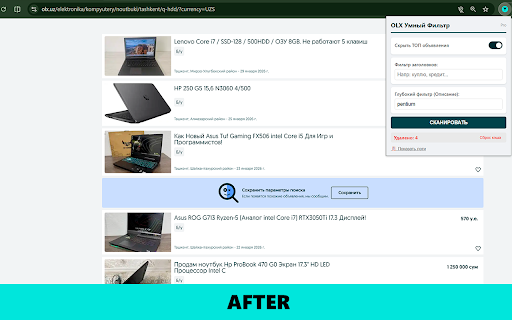 OLX Smart Filter :: Smart cleaner for ads and promoted listings on OLX