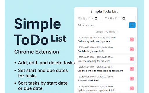 Simple ToDo List :: A lightweight and user-friendly Chrome extension for managing your daily tasks