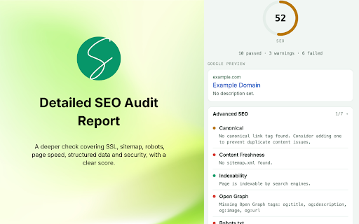 AI Visibility & SEO Audit by Snezzi :: Instant Technical, SEO & AEO (AI search) audit for any page you're on.