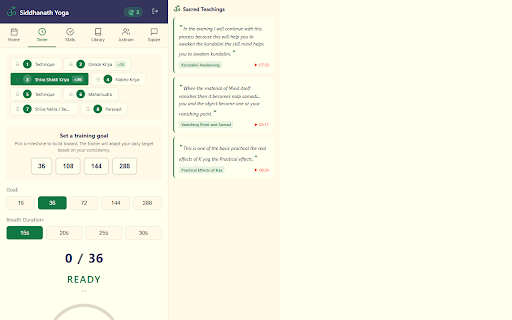 Siddhanath Kriya Yoga :: Practice timer, daily tracker, calendar, technique library for Kriya Yoga practitioners. Syncs with siddhanath.org events.