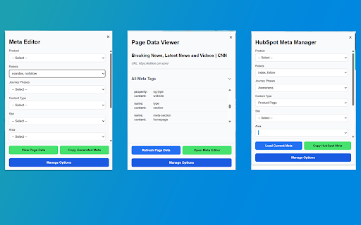 Web Page Meta Data Manager :: A versatile extension for web developers and content managers to manage, inspect, debug custom meta tags and hidden form fields.