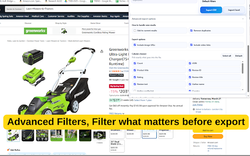 Amazon Reviews Extractor & CSV Exporter :: Amazon reviews extractor for CSV export. Collect, filter, deduplicate, and export reviews from Amazon product pages.