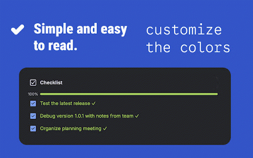 Presto for Trello :: Customise Trello checklists: remove strikethrough, change completed item colour, add status badges, and hide the comments panel.