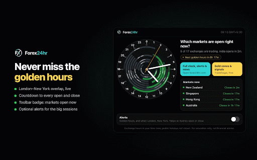 Forex Market Hours Clock: Live Trading Sessions | Forex24hr :: See which forex and stock markets are open now, countdowns to every open and close, and the London–New York golden hours. Free.