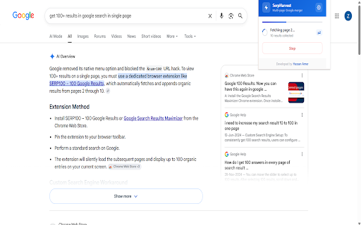 SerpHarvest: 100+ Google Results on One Page :: Google removed 100 results per page. Get it back — merge all search pages into one. Export to JSON & CSV in one click.