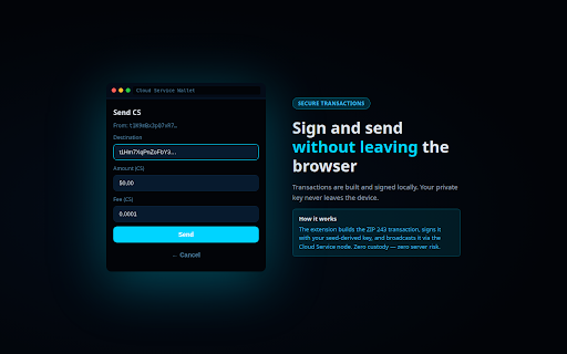 Cloud Service Wallet :: Carteira não-custodial para a rede Cloud Service