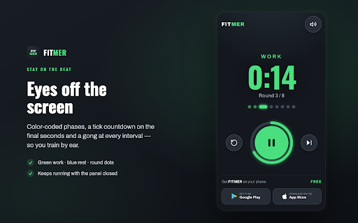 Fitmer — Tabata Timer :: Tabata & HIIT interval timer in your browser side panel — also great for work breaks and focus sessions.