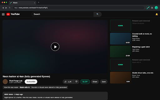 AI Slop Blocker - Hide YouTube AI Videos :: Hide AI YouTube videos from Home, Search, and Related using YouTube's own Made with AI disclosure. Free. No tracking.