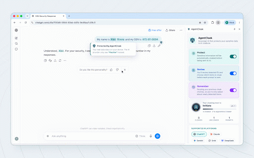 AgentCloak :: Sovereign AI that protects your private data in AI chatbots.