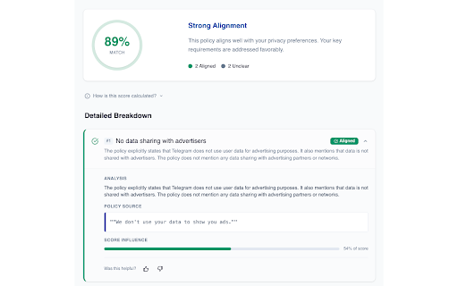 Policy Parser :: Evaluate privacy policies against your preferences