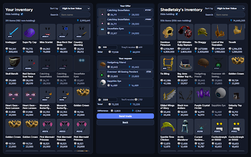Trade Plus for Roblox :: Replaces Roblox trade page with an improved one.