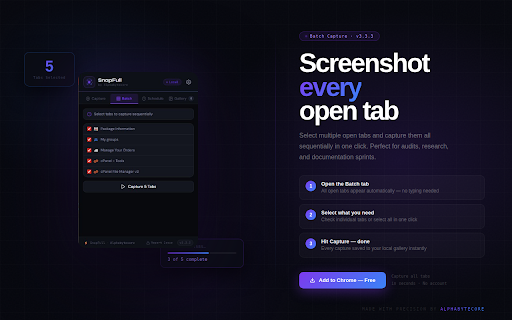 SnapFull :: Capture Everything. Miss Nothing. — Full page screenshot tool with Scroll Capture, Annotation Editor, and Gallery. By Alphabytecore.