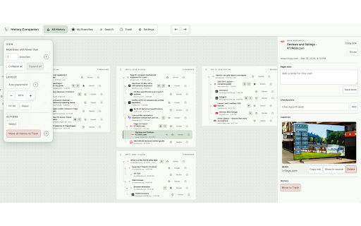 History Companion – Browse, Save & Find :: Browse in visual trees. Search pages and saved text, add notes, save links and images, and return to anything later.