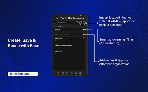 PromptStash - ChatGPT, Grok & Gemini veo AI Prompt Manager by lowtouch.ai :: Organize & deploy AI prompts across ChatGPT, Perplexity, Copilot, Google AI Studio, Gemini and more
