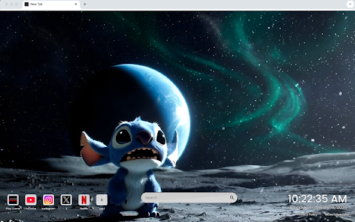 Stitch Moon Adventure Live Wallpaper :: Join Stitch on a dreamy moon adventure with this cute live wallpaper for your Chrome new tab.