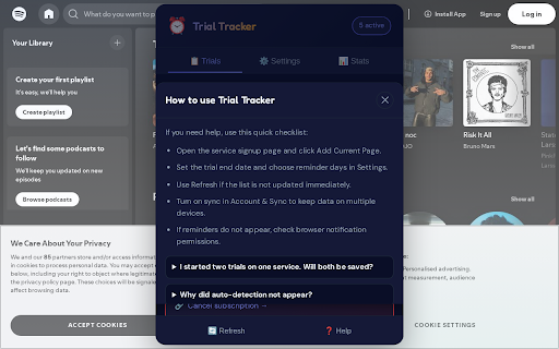 Trial Tracker :: Track free trials with reminders, cloud backup, import/export, and stats so you never miss a cancellation date.